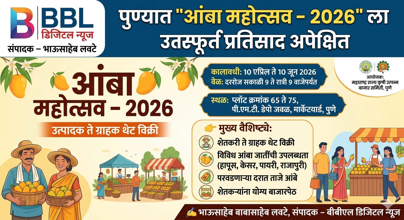 पुण्यात "आंबा महोत्सव – 2026" ला उत्स्फूर्त प्रतिसाद अपेक्षित