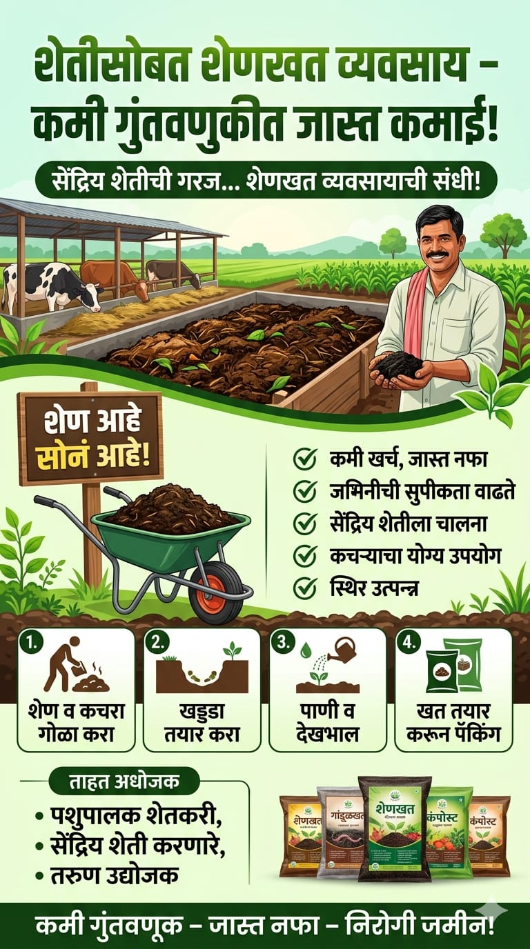 शेतीसोबत शेणखत व्यवसाय – कमी गुंतवणुकीत जास्त कमाईचा नवा मार्ग!