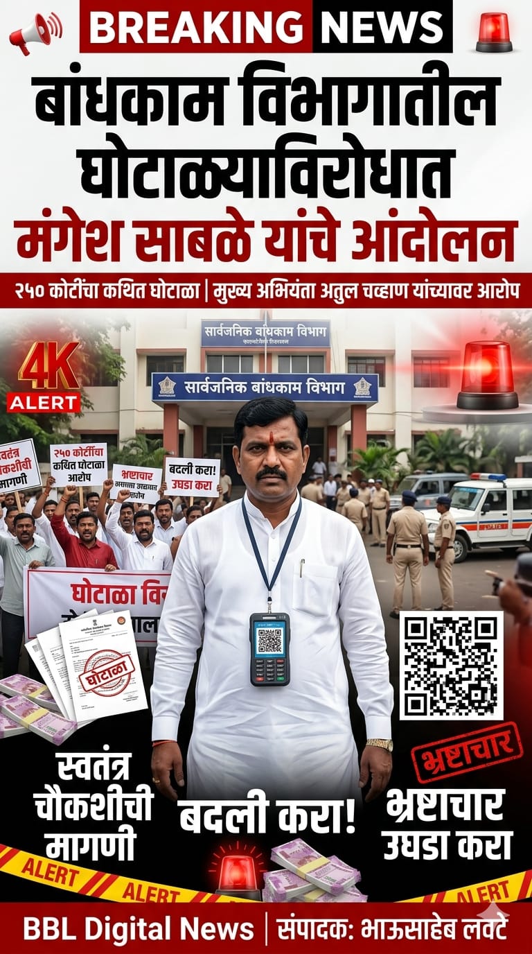 बांधकाम विभागातील घोटाळ्याविरोधात मंगेश साबळे यांचे आंदोलन